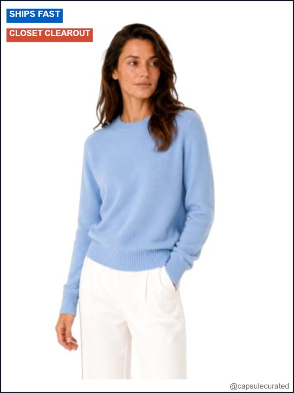 100% Pure Cashmere Essential Crewneck Sweater Long Sleeve Pullover